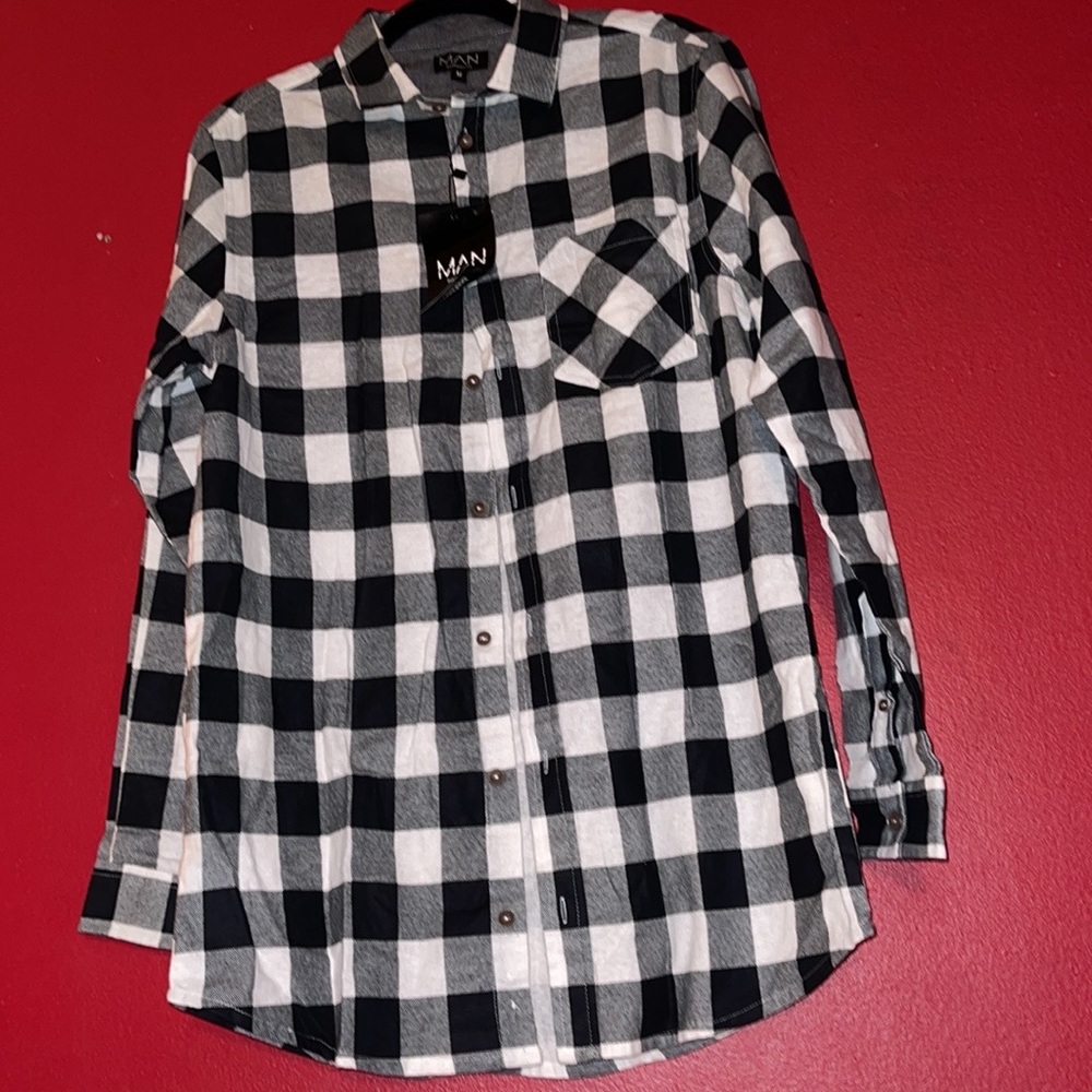 Checkered 🏁 Long Sleeve Button Down by Boohoo Man
